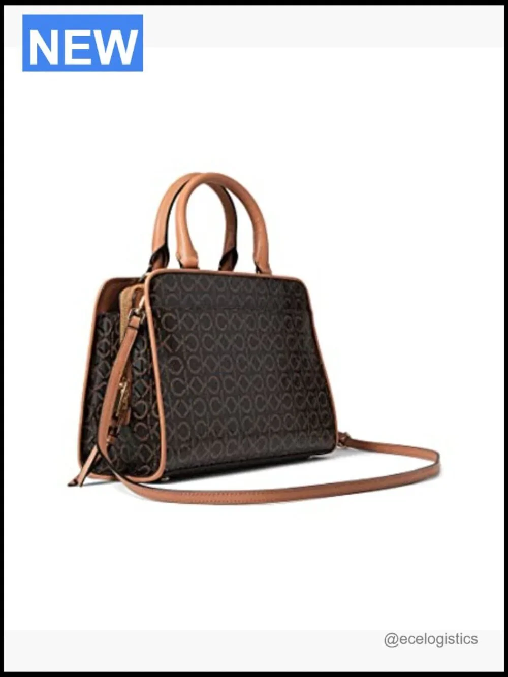 Textured Logo Emboss Satchel with Magnetic Snap Closure